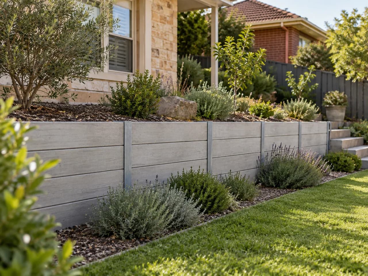 Illustrative concrete sleeper wall type in Adelaide
