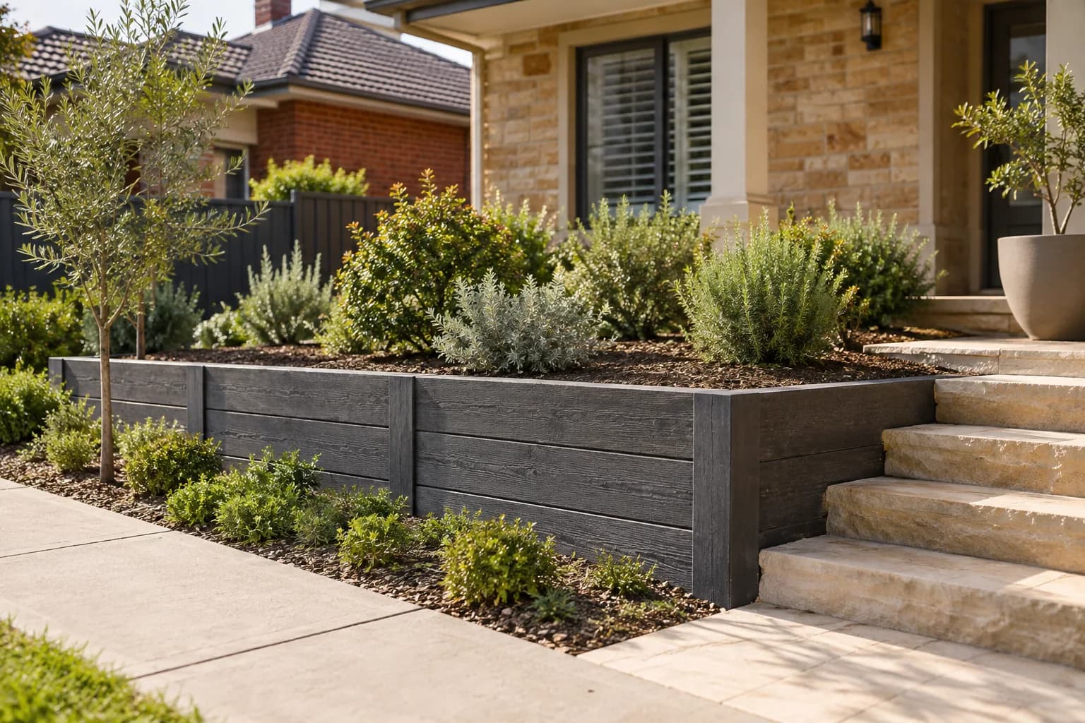 Illustrative residential retaining wall setting in Adelaide
